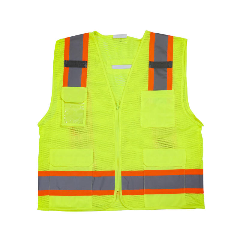 Reflective Safety Vest With Pockets & Contrast Trim