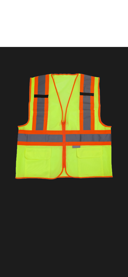 Reflective Safety Vest With Pockets & Contrast Trim